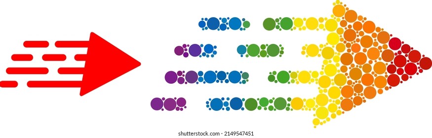 Rush movement collage icon of round dots in different sizes and spectrum colored color tones. A dotted LGBT-colored rush movement for lesbians, gays, bisexuals, and transgenders.
