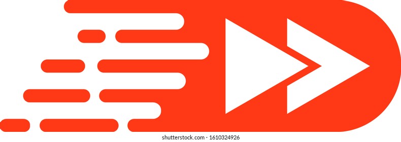 Rush rewind forward vector icon. Flat Rush rewind forward pictogram is isolated on a white background.