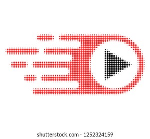 Rush right halftone dotted icon with fast speed effect. Vector illustration of rush right designed for modern abstract with symbols of speed, rush, progress, energy.