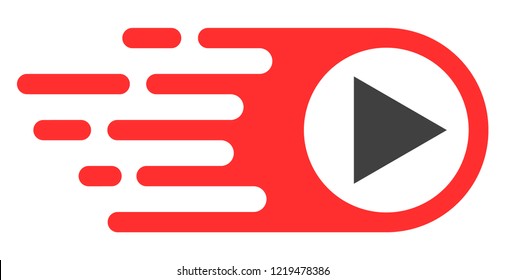 Rush right icon with fast rush effect in red and black colors. Vector illustration designed for modern abstraction with symbols of speed, rush, progress, energy.