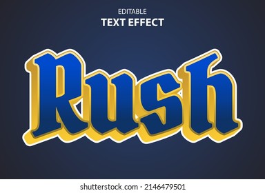 rush text effect on blue background and editable