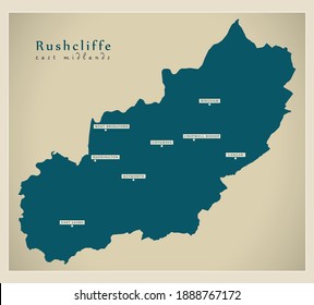 Rushcliffe district map - England UK