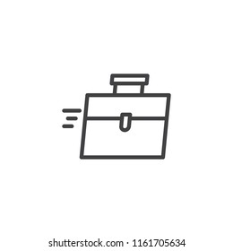 Rushed briefcase outline icon. linear style sign for mobile concept and web design. Suitcase simple line vector icon. Symbol, logo illustration. Pixel perfect vector graphics