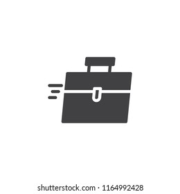 Rushed briefcase vector icon. filled flat sign for mobile concept and web design. Suitcase simple solid icon. Symbol, logo illustration. Pixel perfect vector graphics