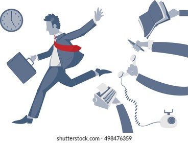 Rushing off from work at 5 o'clock while colleagues hold out incomplete work.