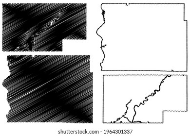 Rusk and St. Croix County, State of Wisconsin (U.S. county, United States of America, US) map vector illustration, scribble sketch map