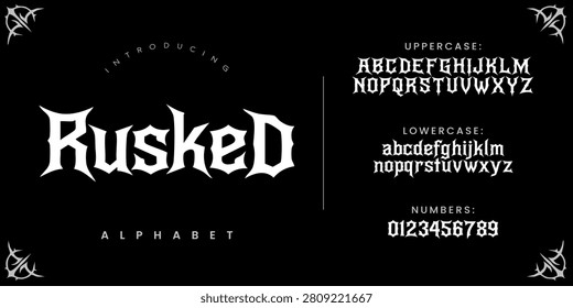 Rusked Alphabet Sharp Edgy Vector Font For Heavy Metal And Extreme Sports Branding