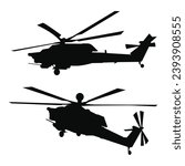 russain attack helicopter silhouette vector design