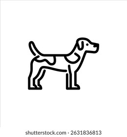 Ícone de contorno do cão Russel Terrier. ilustração da linha preta da raça do cão.
