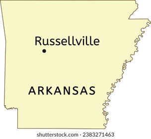 Russellville city location on Arkansas state map