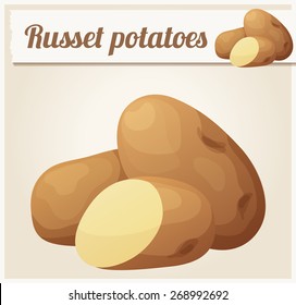 Russet potatoes. Detailed Vector Icon. Series of food and drink and ingredients for cooking.