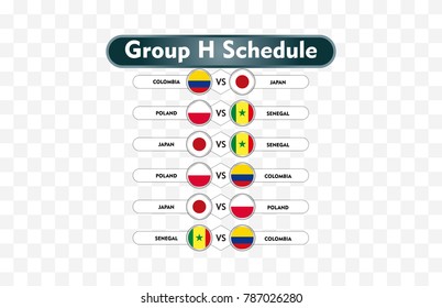 russia 2018. match schedule group H vector illustration. eps10.