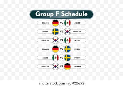 russia 2018. match schedule group F vector illustration. eps10.