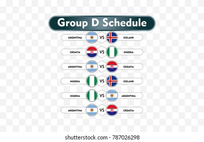 russia 2018. match schedule group D vector illustration. eps10.