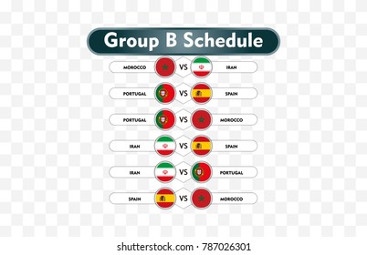 russia 2018. match schedule group B vector illustration. eps10.