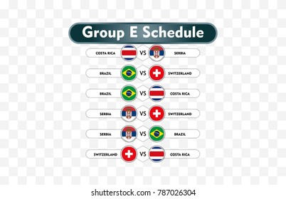 russia 2018. match schedule group E vector illustration. eps10.