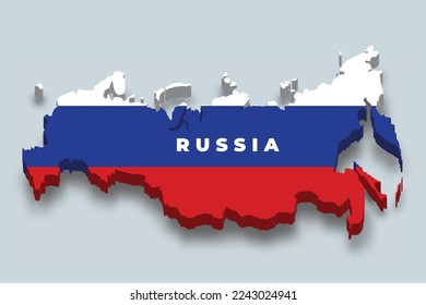 Russia 3d map with national flag