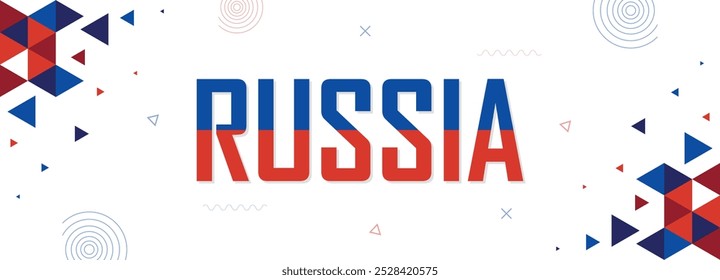 Russia abstract background, cover banner, nation flag color combination, suitable for national celebrations and festivals, red blue geometric pattern design with shapes