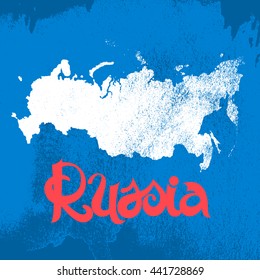 Russia. Abstract grunge vector background with lettering and map
