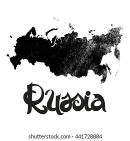 Russia. Abstract grunge vector background with lettering and map