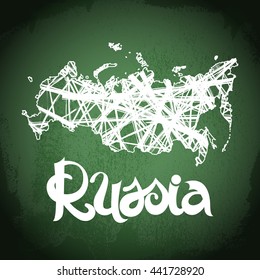 Russia. Abstract vector chalkboard  background with lettering and map