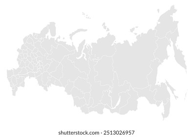 Mapa administrativo de cinzento da Rússia. mapa político da Federação Russa. Ilustração vetorial detalhada alta.