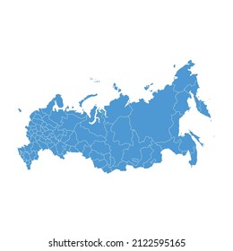 Russia administrative map with borders of regions
