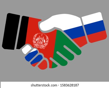 Russia and Afghanistan flags Handshake vector
