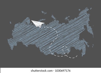 The Russia Airline Concept Illustration with A Paper Plane 