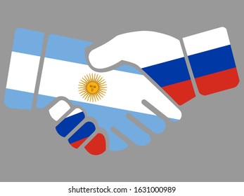 Russia and Argentina flags Handshake vector
