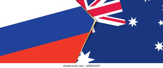 Russia and Australia flags, two vector flags symbol of relationship or confrontation.