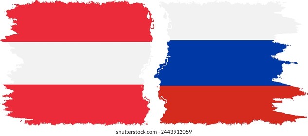 Russia and Austria grunge flags connection, vector