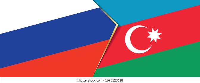 Russia and Azerbaijan flags, two vector flags symbol of relationship or confrontation.