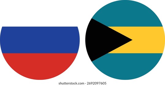 Vector de bandera circular de Rusia y Bahamas con fondo transparente 