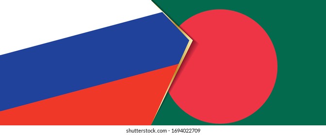 Russia and Bangladesh flags, two vector flags symbol of relationship or confrontation.