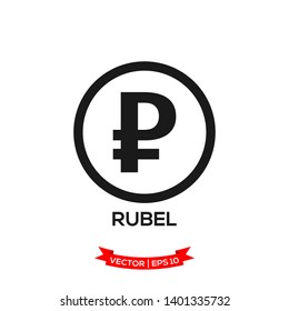 RUSSIA banking currency symbol, RUBEL vector icon 