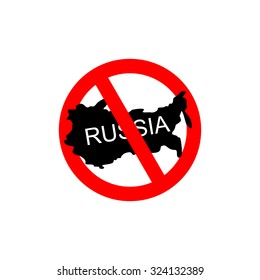 Russia banned. Stop Russian aggressors. Red forbidding sign for Russian countries. Ban for Russians.