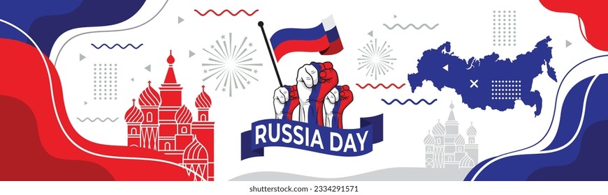 russia banner fist and flag