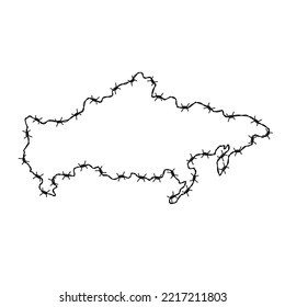 Russland hinter Stacheldraht. Geschlossene Grenzen. Platz für Text. Preußen zuordnen