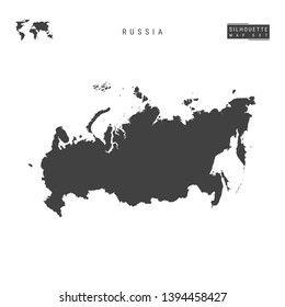 Russia Blank Vector Map Isolated on White Background. High-Detailed Black Silhouette Map of Russia.