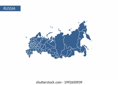 Russia blue map detailed vector.