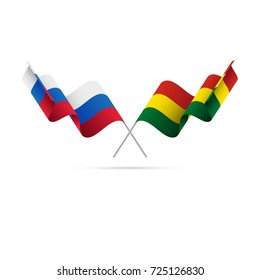 Russia and Bolivia flags. Vector illustration.
