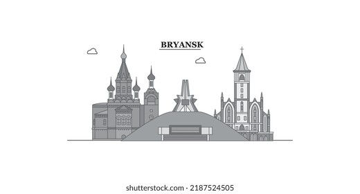 Russia, Bryansk city skyline isolated vector illustration, icons