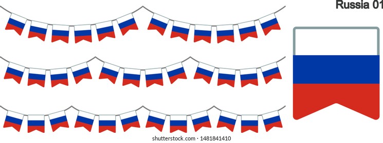 Russia Bunting Flags Isolated on white Background. vector illustration.