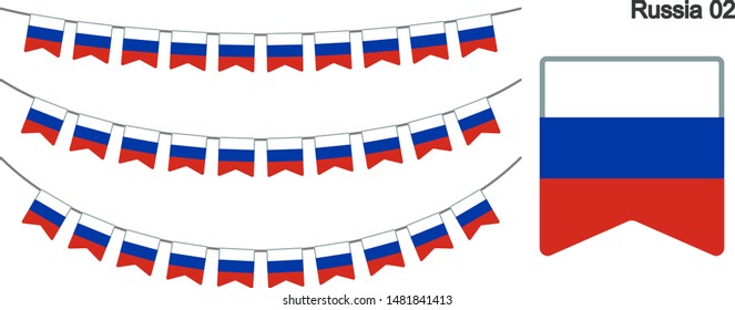 Russia Bunting Flags Isolated on white Background. vector illustration.