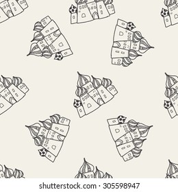 russia castle doodle seamless pattern background