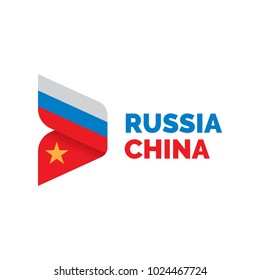 Russia And China Flag Logo Design Template.