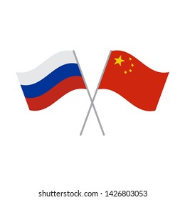 Russia and China flags vector isolated on white background