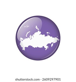 Russia Circle Button Country Map Vector Template