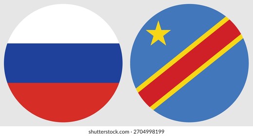 Bandera circular de Rusia y Vector circular de la bandera de la República del Congo con el fondo de color gris 
